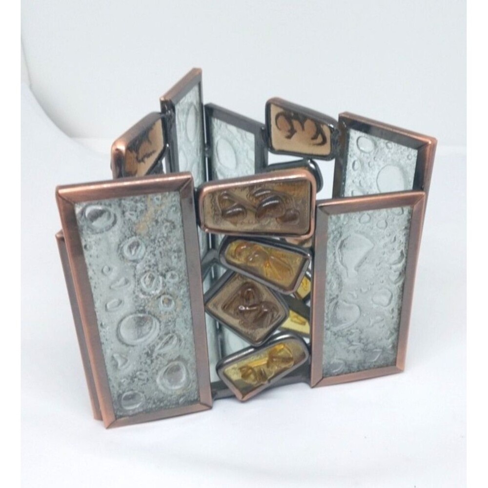 Partylite Walter's Edge Votive Mosaic Triangle Candle Holder w/ Mirror Base